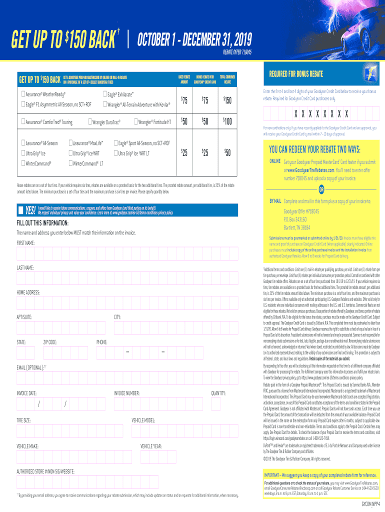 Goodyear NPP4 RebateChabill s Tire Auto Service Fill And Sign 