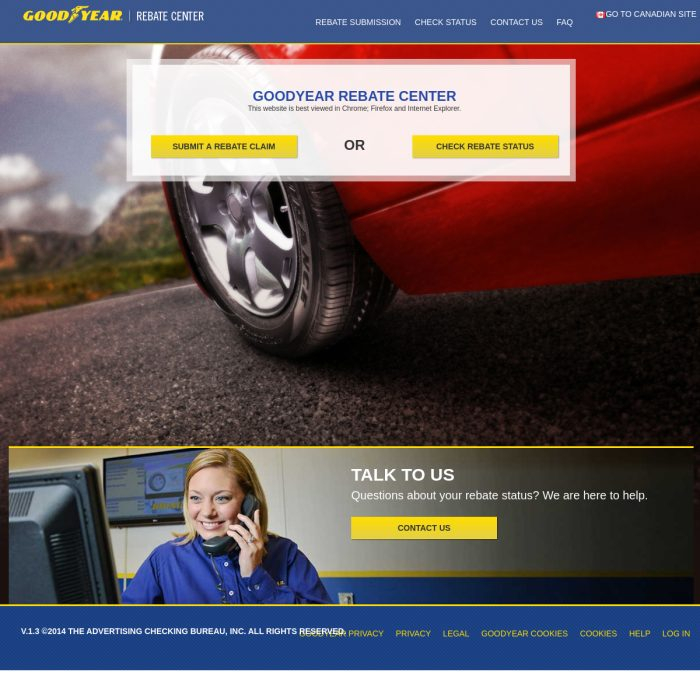  GoodYearTireRebates Goodyear Tire Rebate Center Status