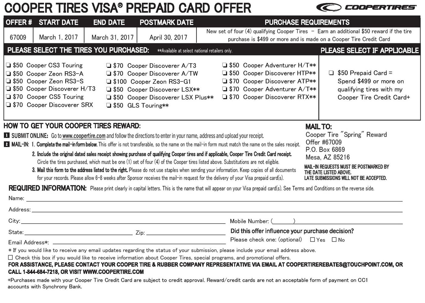 Goodyear Rebate Form June 2018 Universal Network