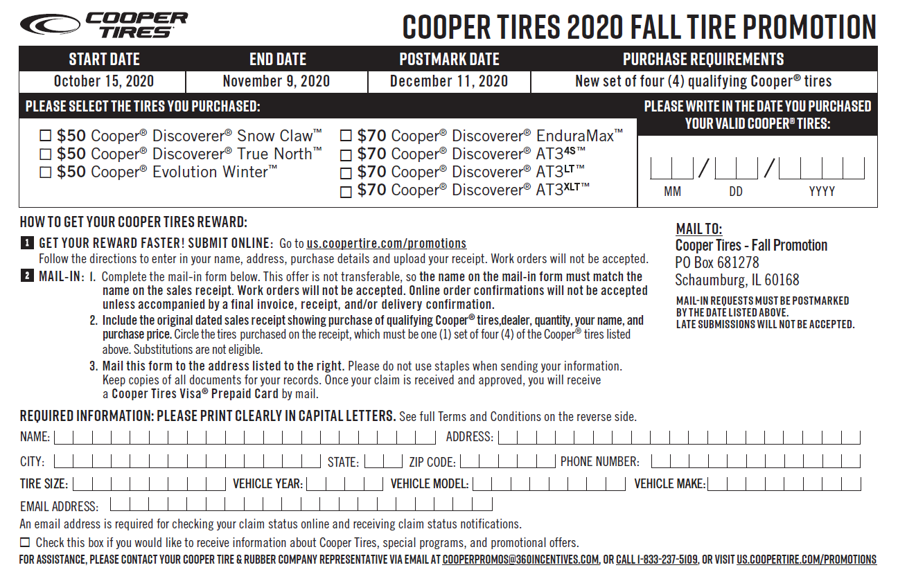 Cooper Tire Rebate May 2022 Forms 2022 Tirerebate