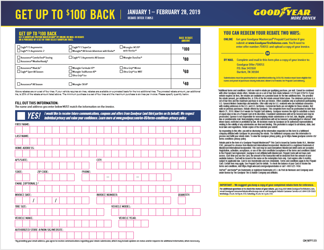 GoodYear And Pirelli Mail In Rebates Smail Buick GMC