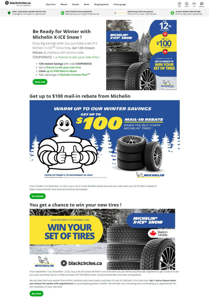  Blackcircles 12 OFF 100 Mail in Rebate For Michelin X Ice Snow 