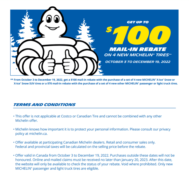 Costco Michelin Tire Rebates Printable Rebate Form