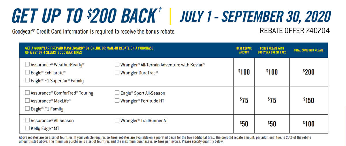 Goodyear Tire Rebate Get Up To 200 Back Kubly s Automotive