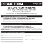 Kumho Tires Rebate Printable Rebate Form